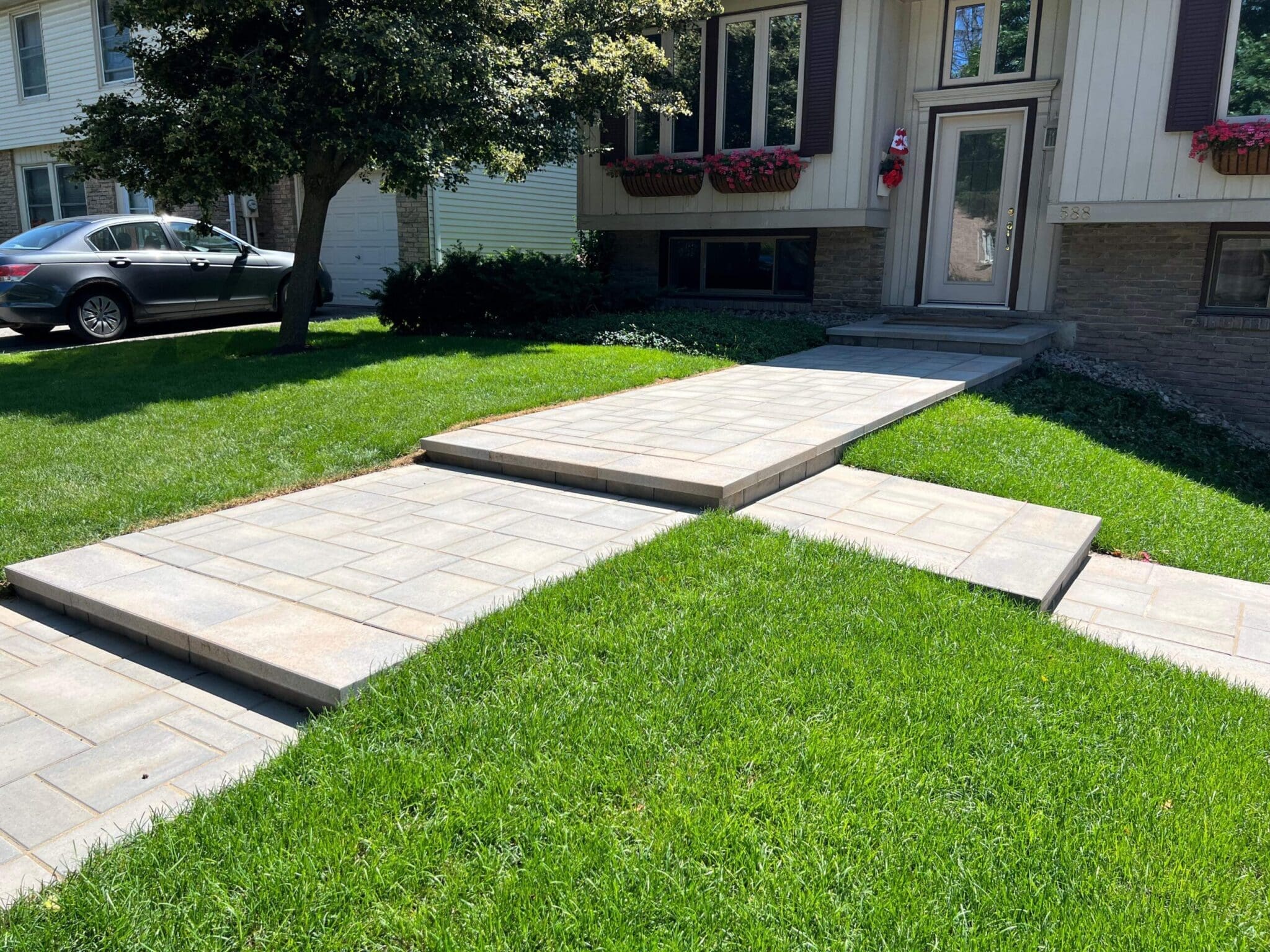 Connecting Interlocking Front Walkways with Steps